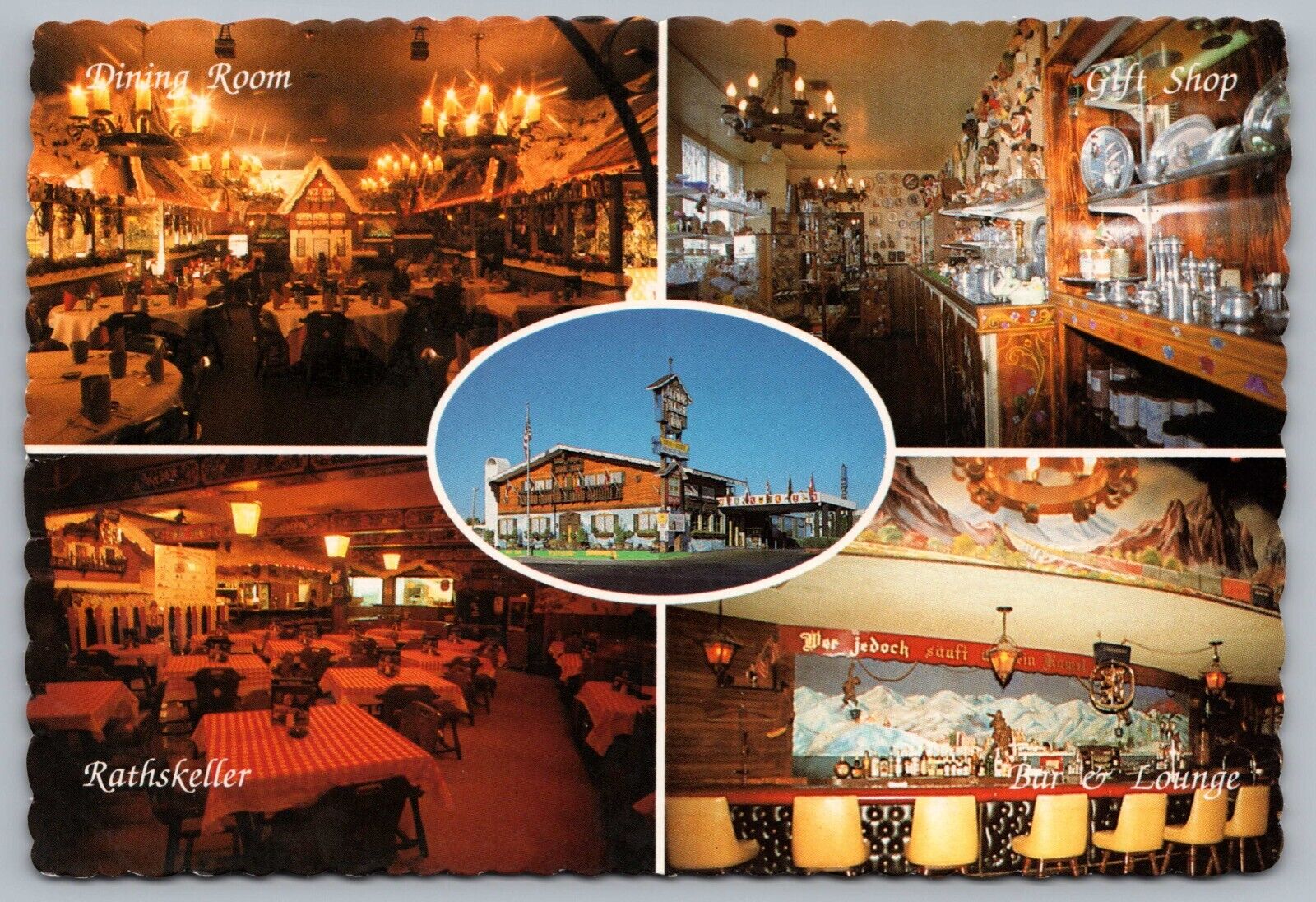 Las Vegas NV Alpine Village Inn Interior Rathskeller Restaurant Pub Postcard C2