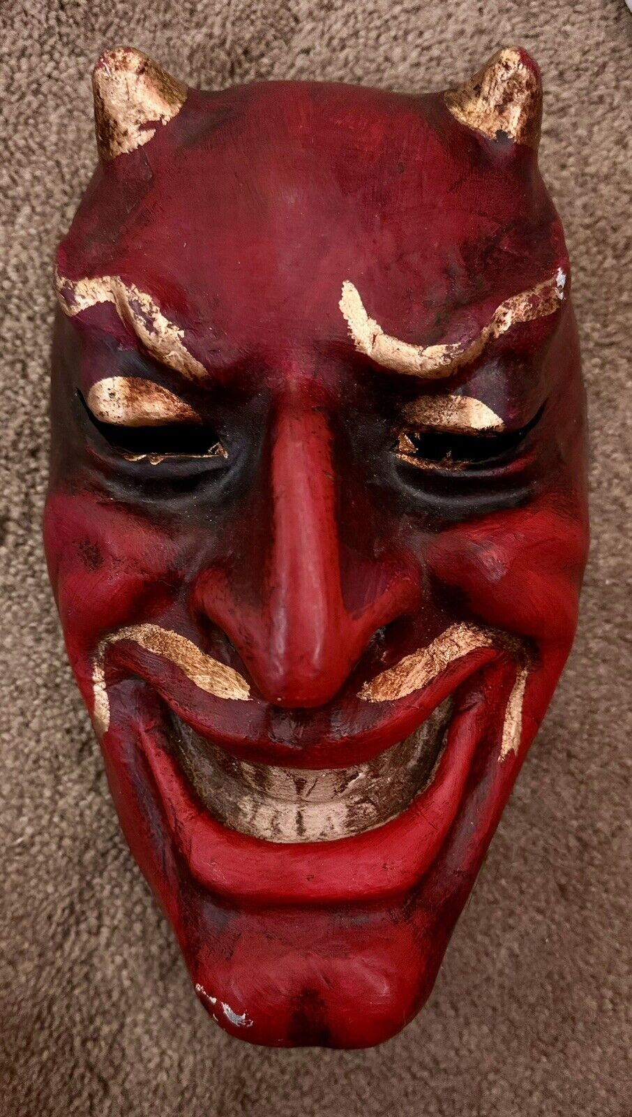 Authentic Venetian Handmade Paper Mache Mask - Venice Italy -  Red Devil