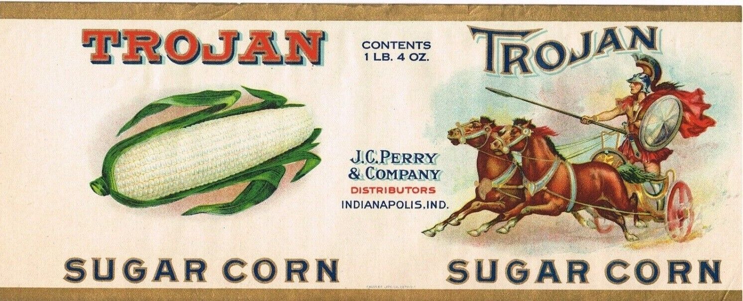 1925 TROJAN Brand CORN INDIANAPOLIS INDIANA Retro Can Food Label Art Print