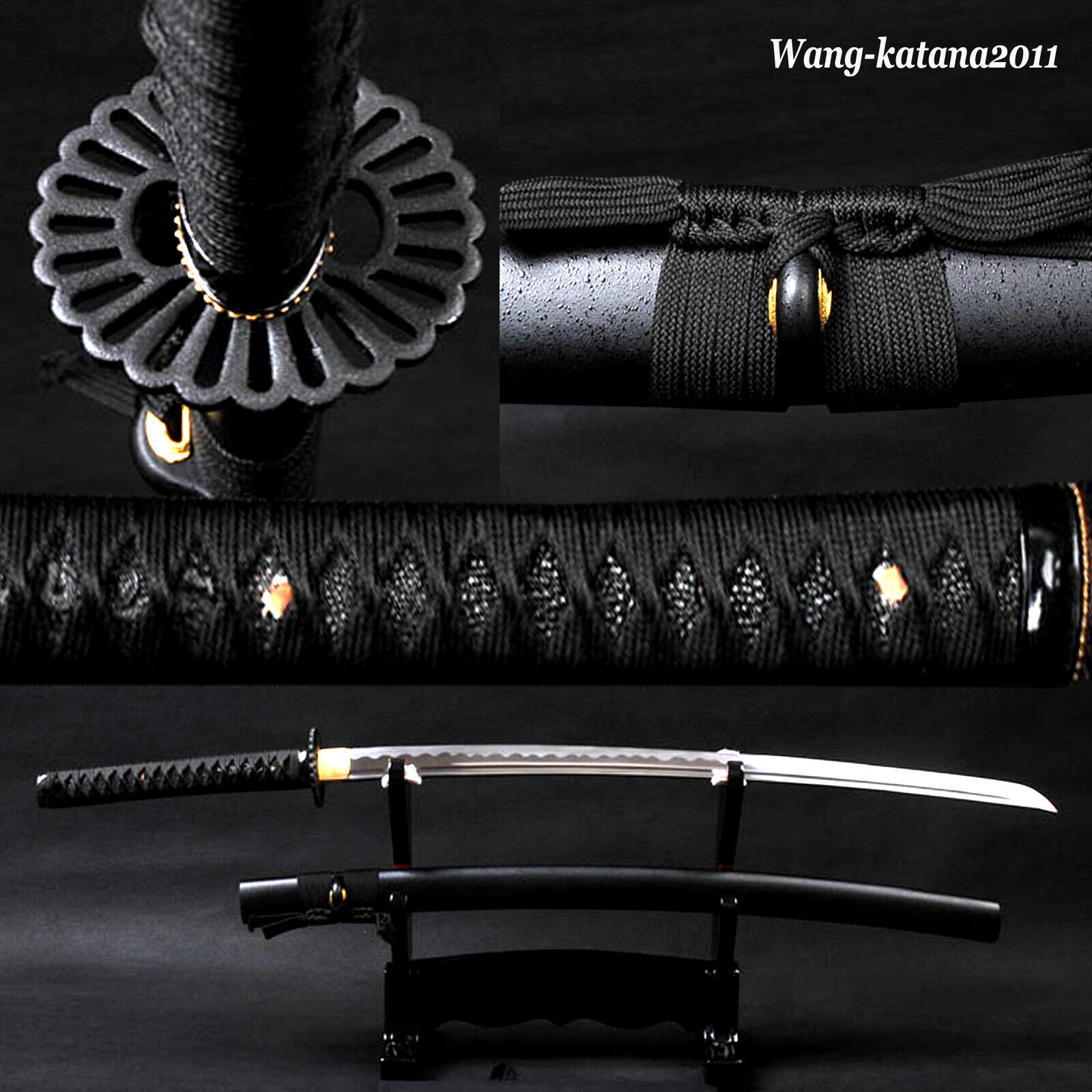 All Black Katana Battle Ready T10 Japanese Samurai Razor Sharp Functional Sword