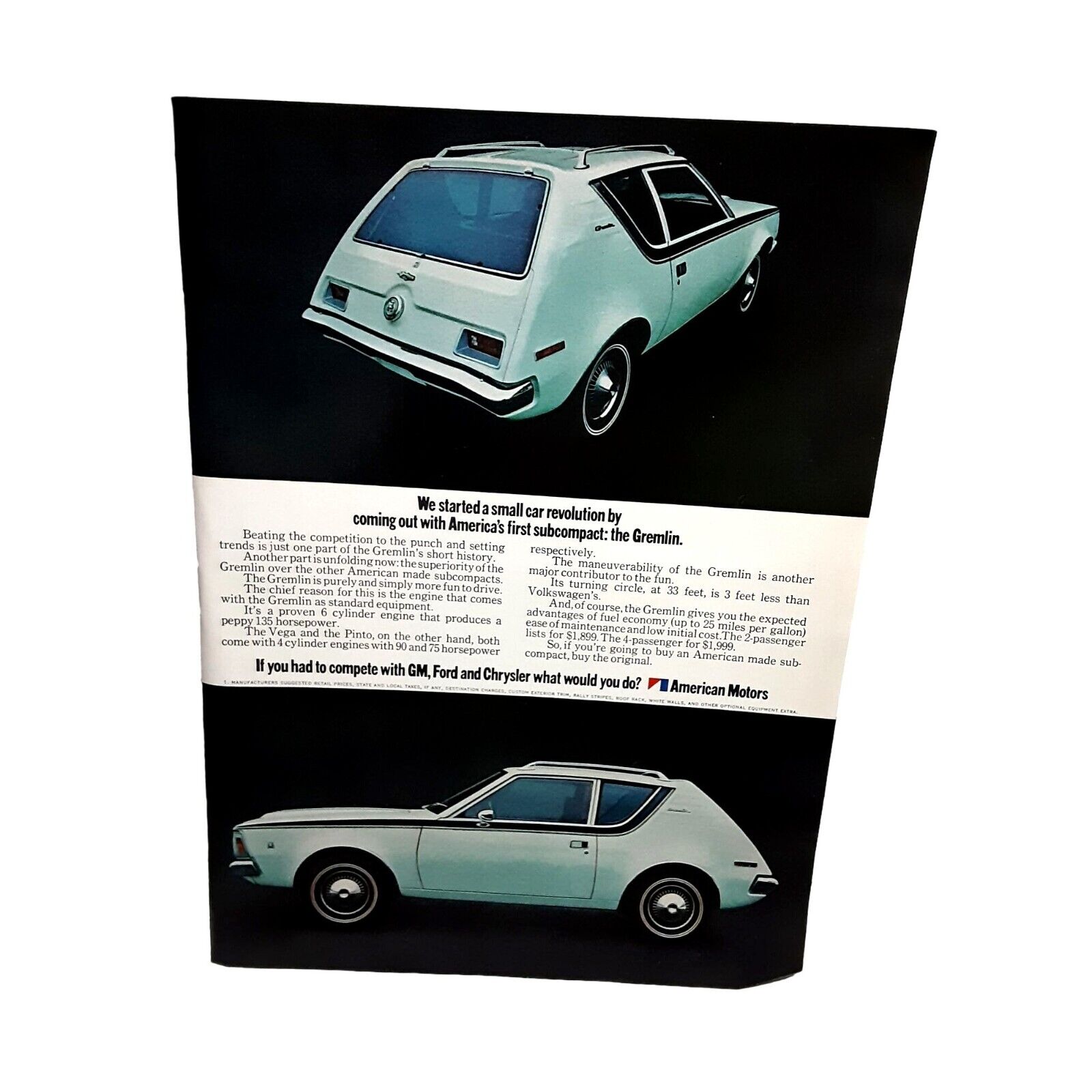 1970 1971 American Motors Gremlin Car Vintage Print Ad 70s