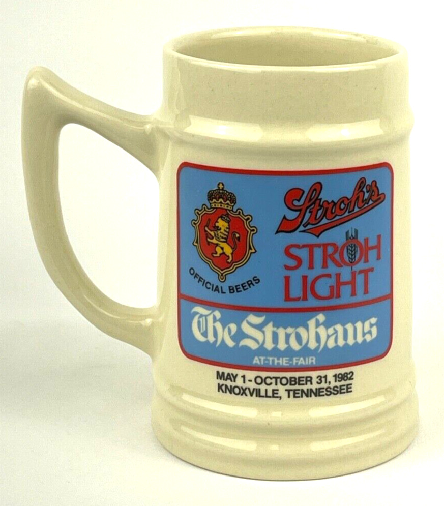 Stroh\'s Beer Stein 1982 Worlds Fair The Strohaus at the Fair Knoxville Tennessee