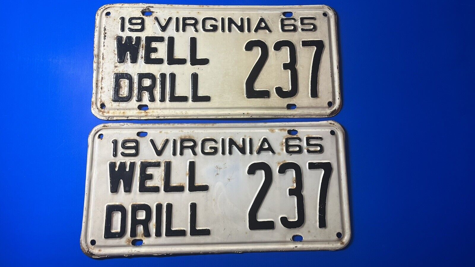Virginia License Plate 1965 Well Drill Set