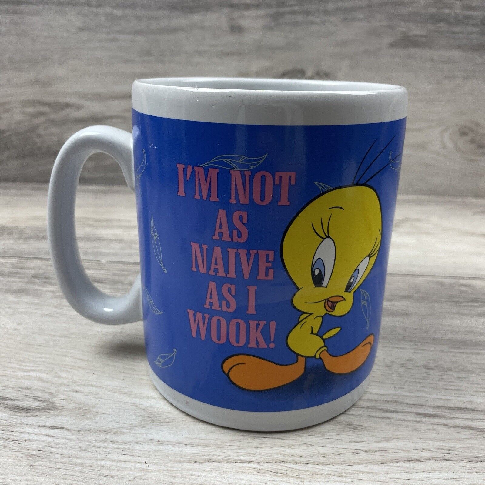 1997 X Large Tweety Bird Coffee Mug “I’m not as naive as I wook” Looney Tunes