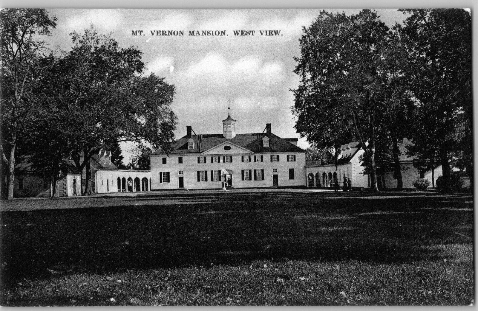 C1898 Private Post Card Mt Vernon Mansion West Side View B&W Postcard