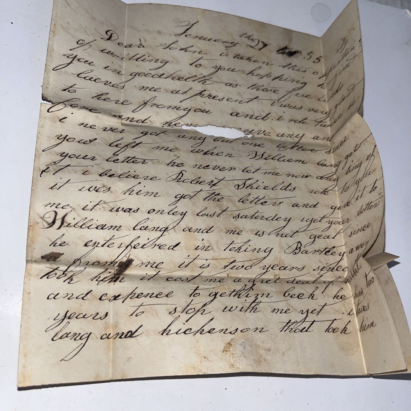 Antique 1855 Letter to Ashtabula County OH Ohio Mentions High Wages at Harvest