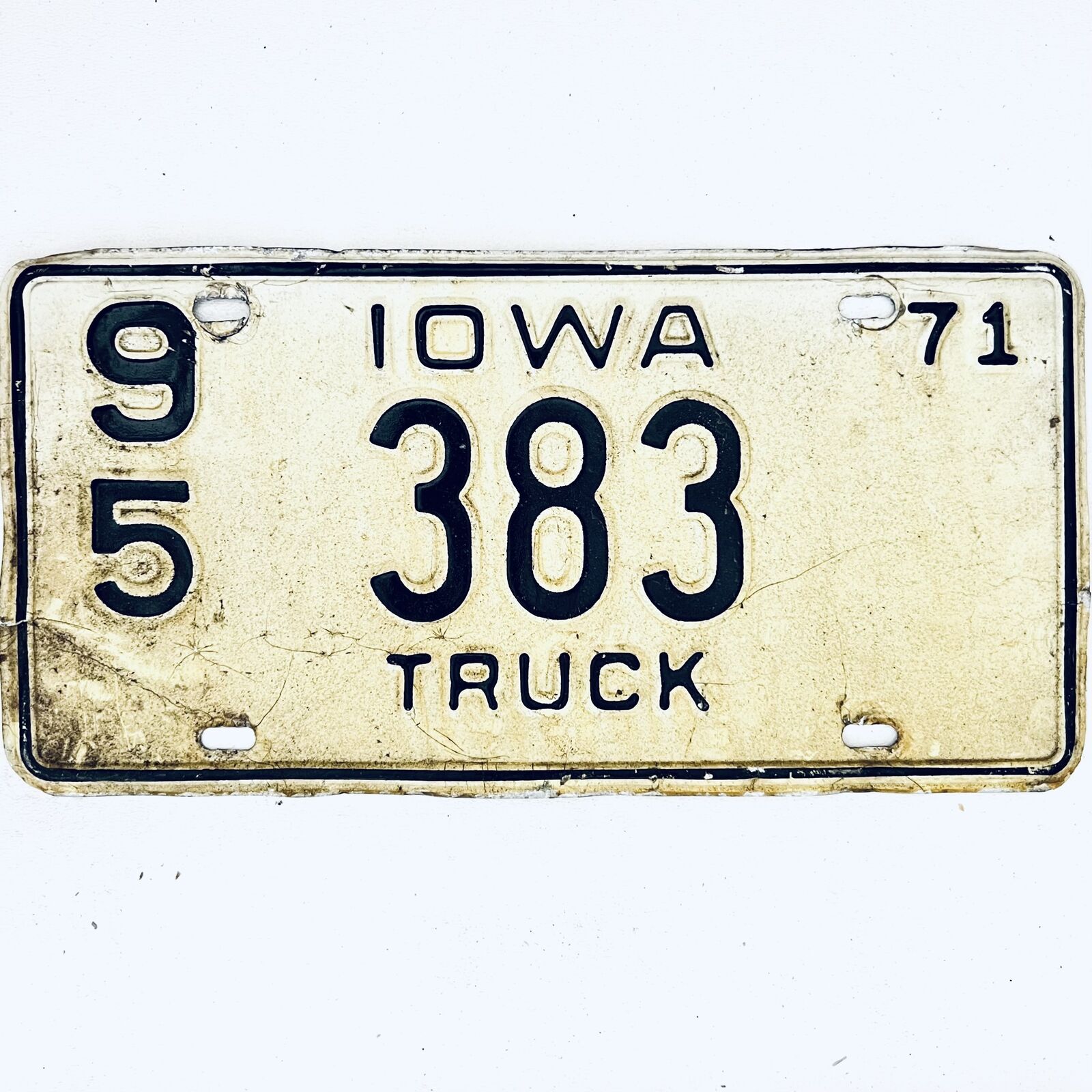 1971 United States Iowa Winnebago County Truck License Plate 95 383
