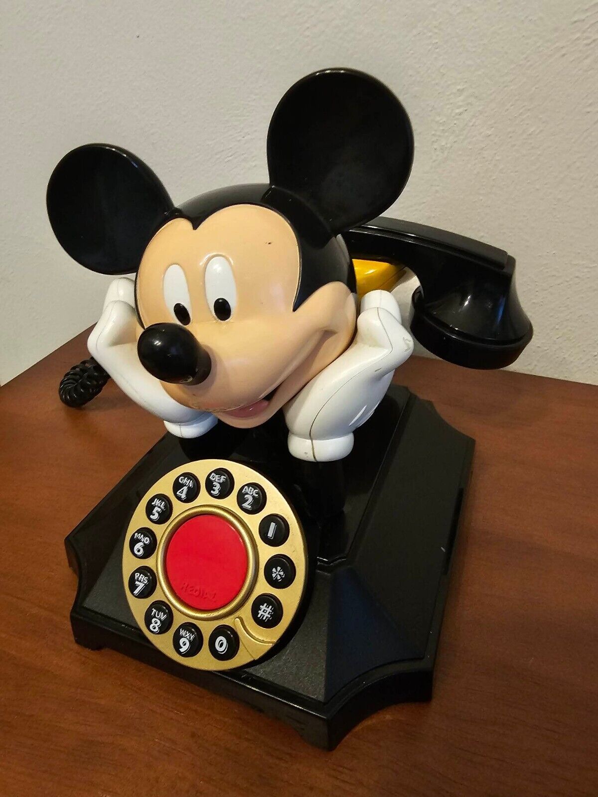 Vintage 1990s Telemania Disney Mickey Mouse Desk Telephone -Push Button-Used
