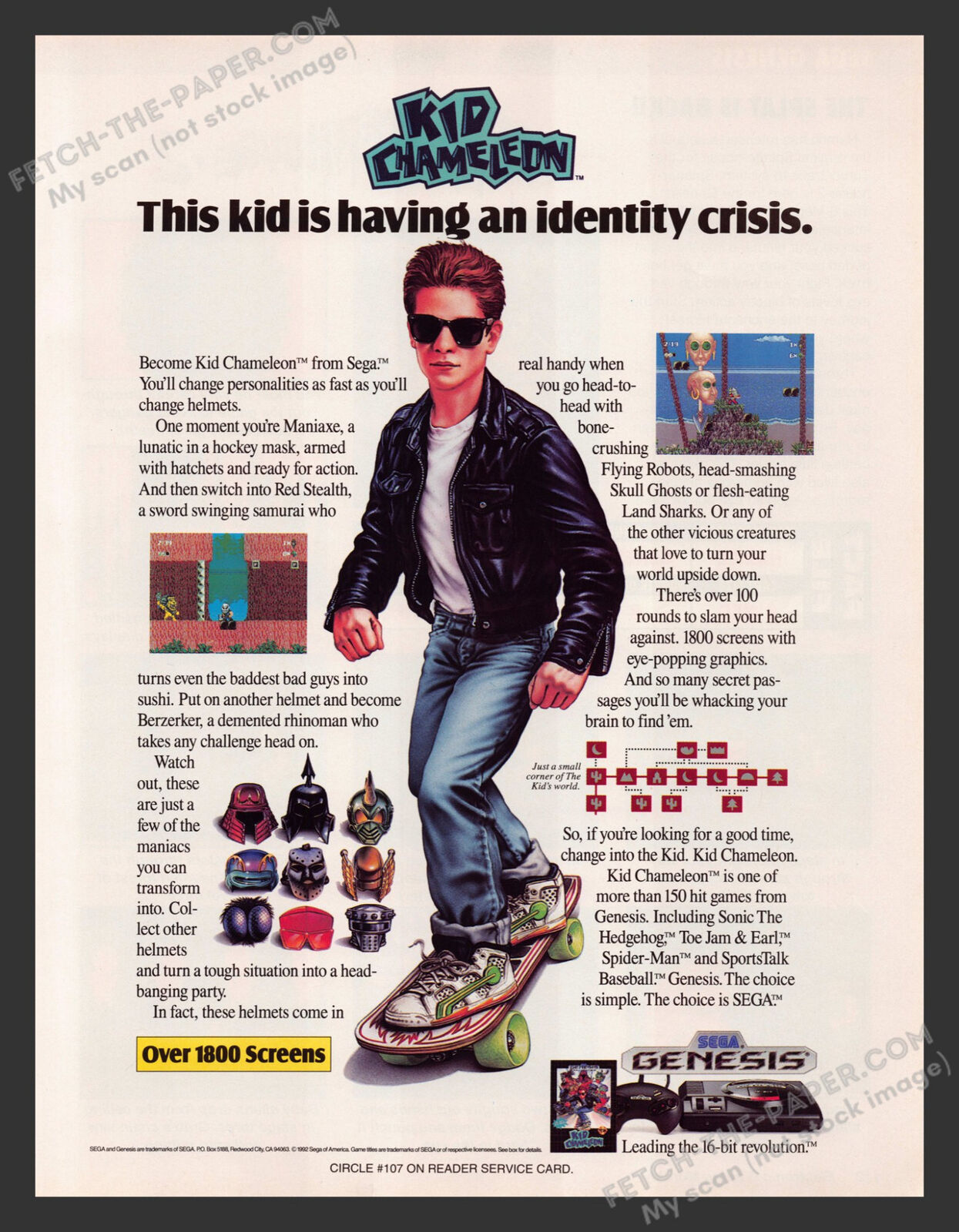 Kid Chameleon Video Game 1990s Print Advertisement Ad 1992
