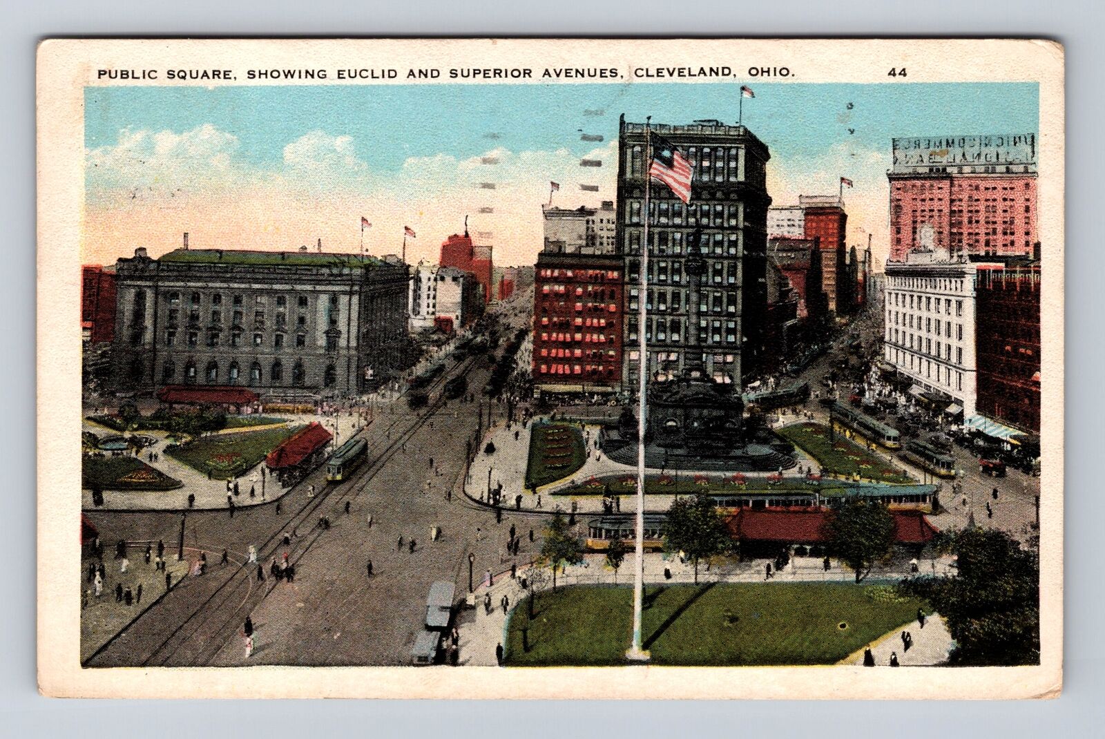 Cleveland OH- Ohio, Public Square, Advertisement, Antique Vintage c1924 Postcard