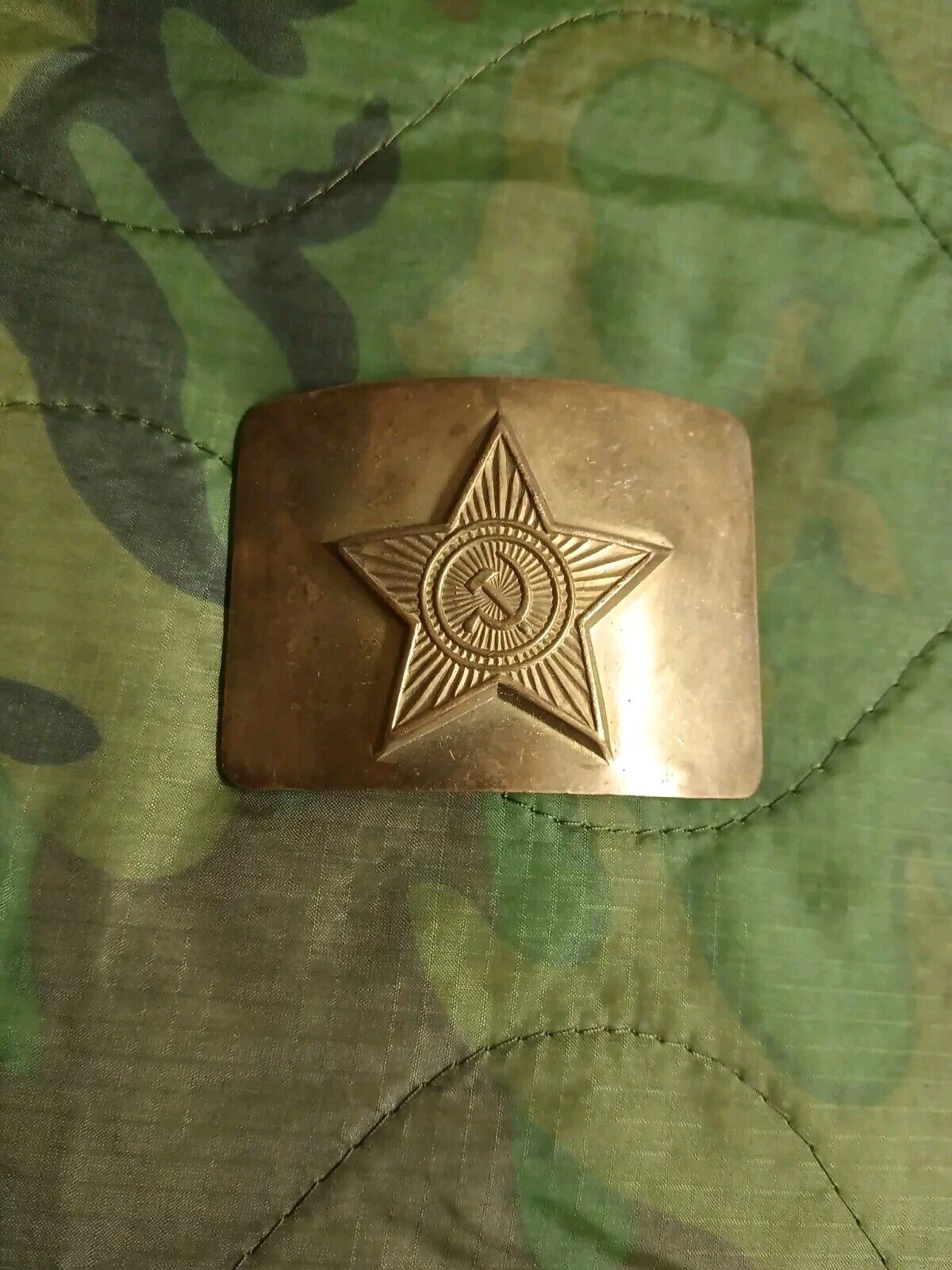 Vintage Belt Buckle Brass USSR Soviet Russia Army Hammer & Sickle in Star