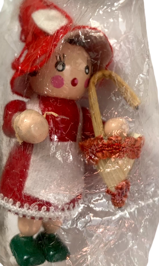 Bradford\'s Christmas Ornament Miniature Wooden Girl NOS Vintage 3\