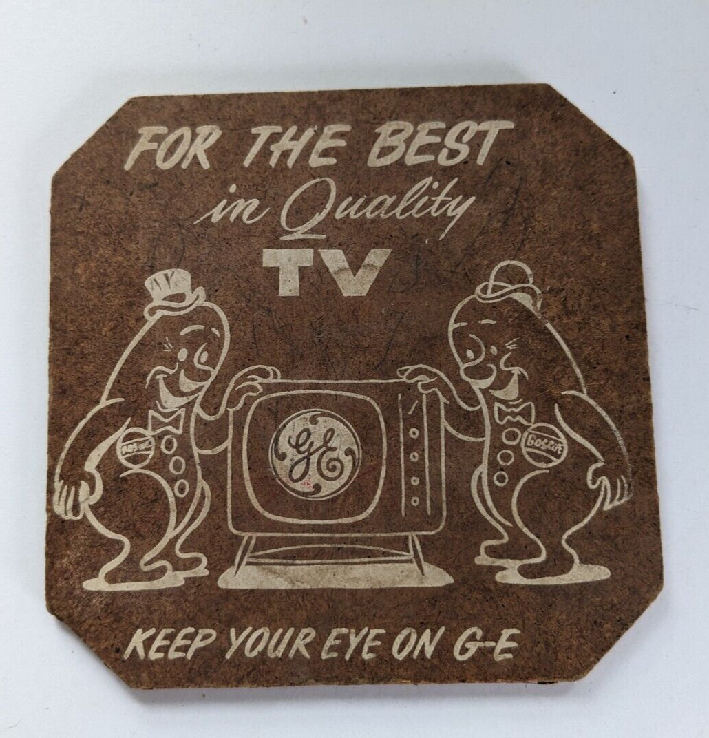 Vintage GE TV Promotional COASTER  General Electric Television 1950s AA9A