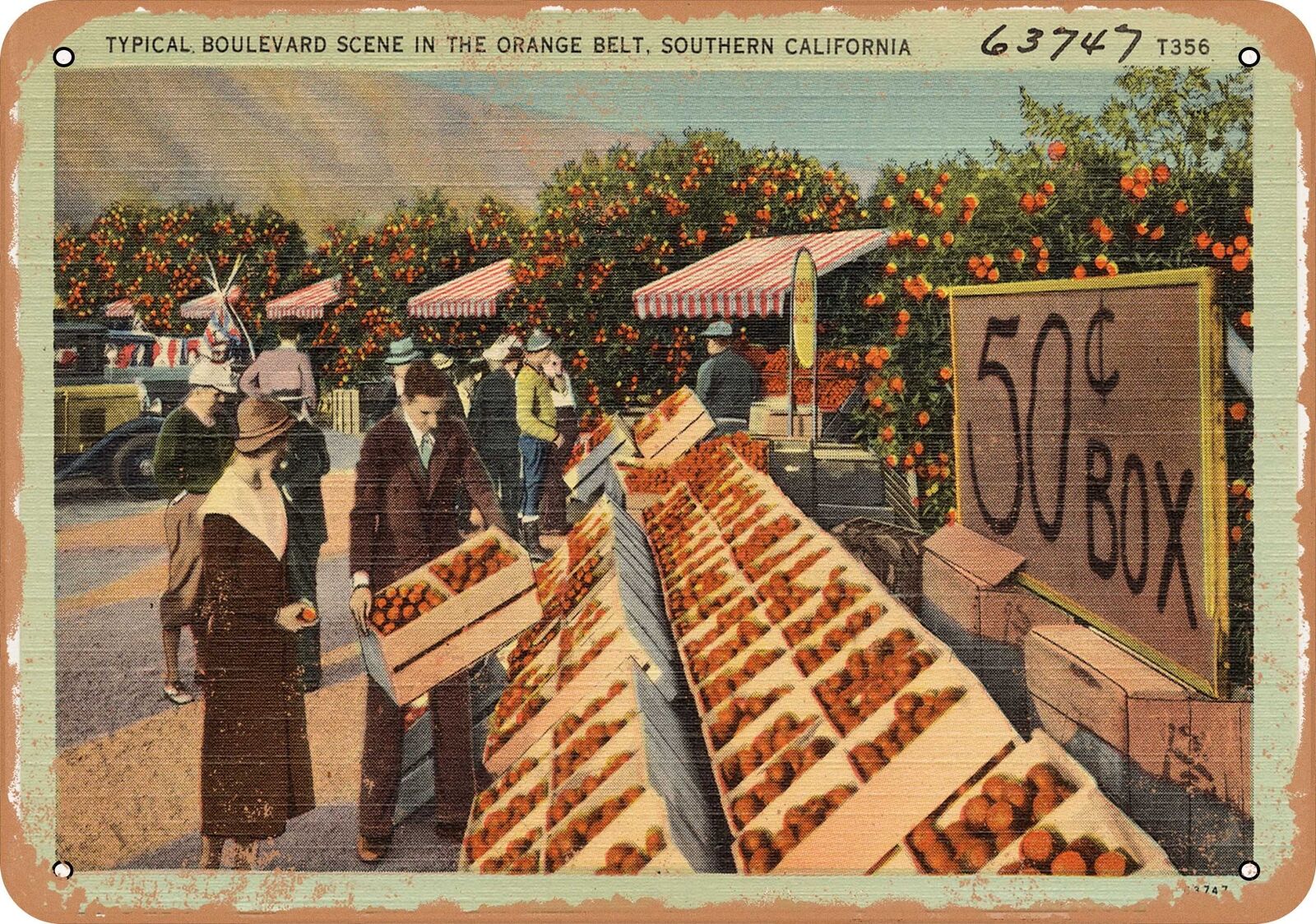 Metal Sign - California Postcard - Typical Boulevard Scene in the Orange Belt,