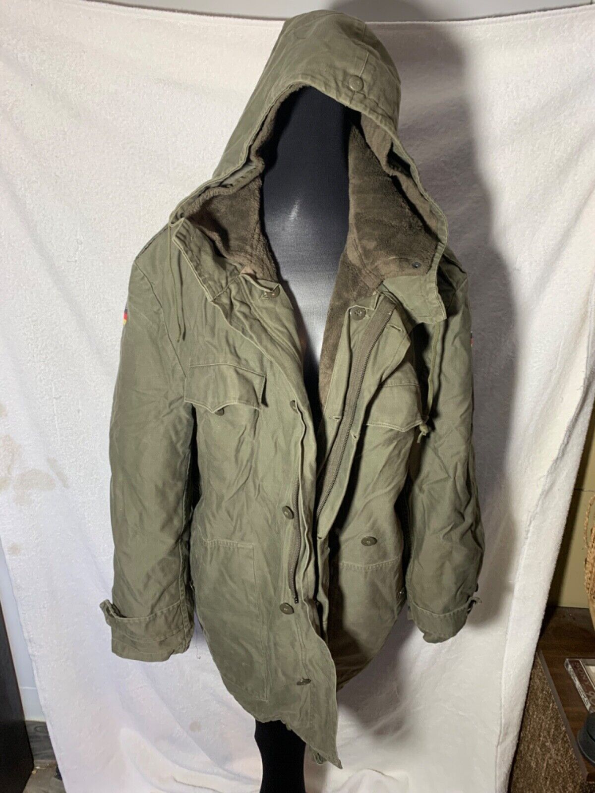 Scharrer Untergriesbach Military Parka Jacket fleece lined vintage 1989 SZ LARGE