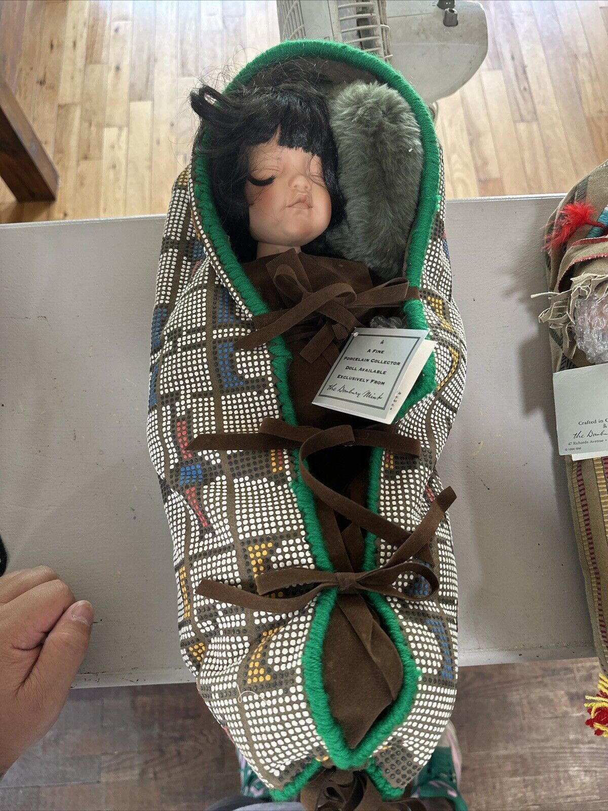 Collectible Native American Porcelain Papoose Doll  By The Danbury Mint