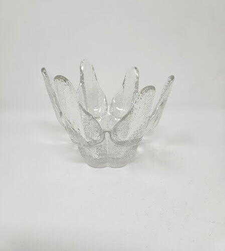 Vintage Clear Glass Textured Flared Icicle Small Tabletop Candle Votive Holder
