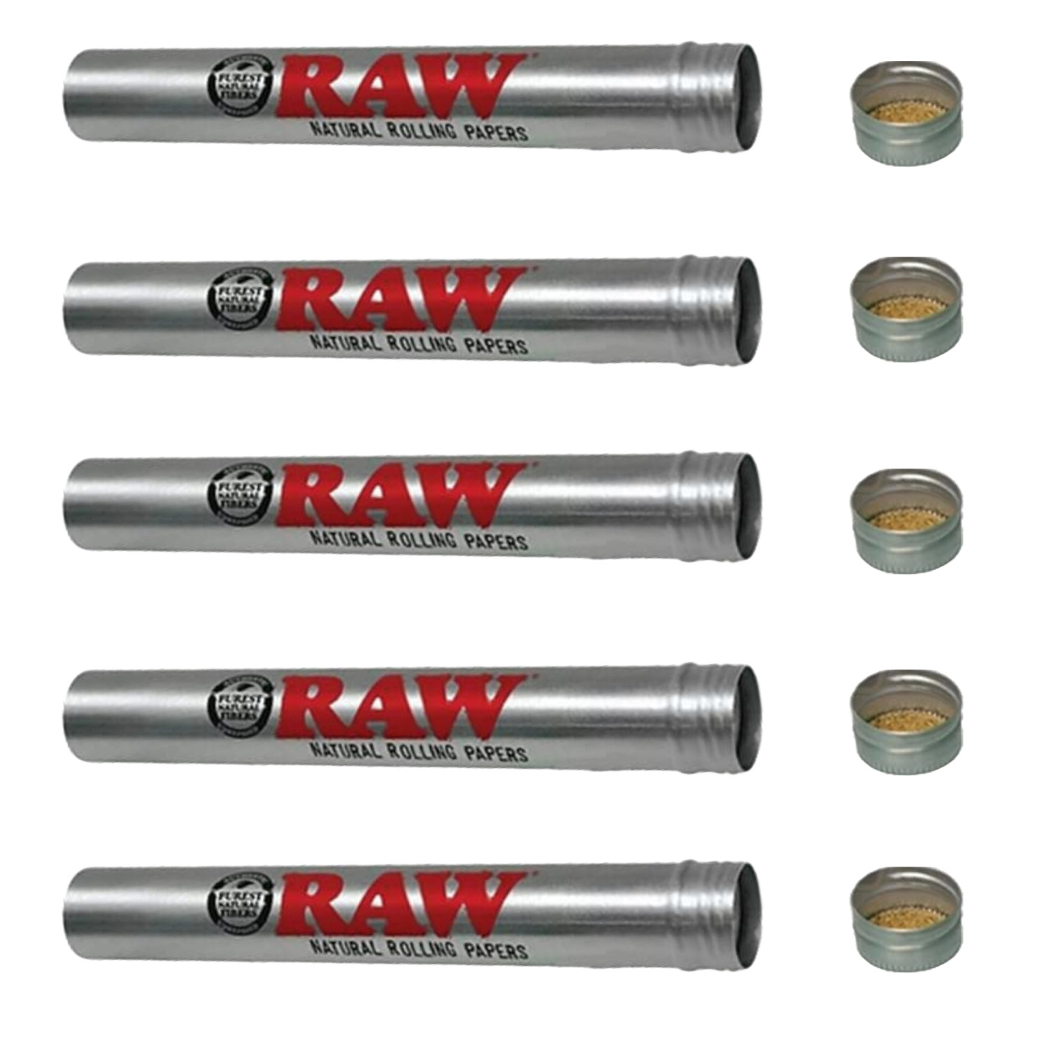 RAW Silver King Size Aluminum Air Tight Storage Tube with Screw Cap (5 Pack)