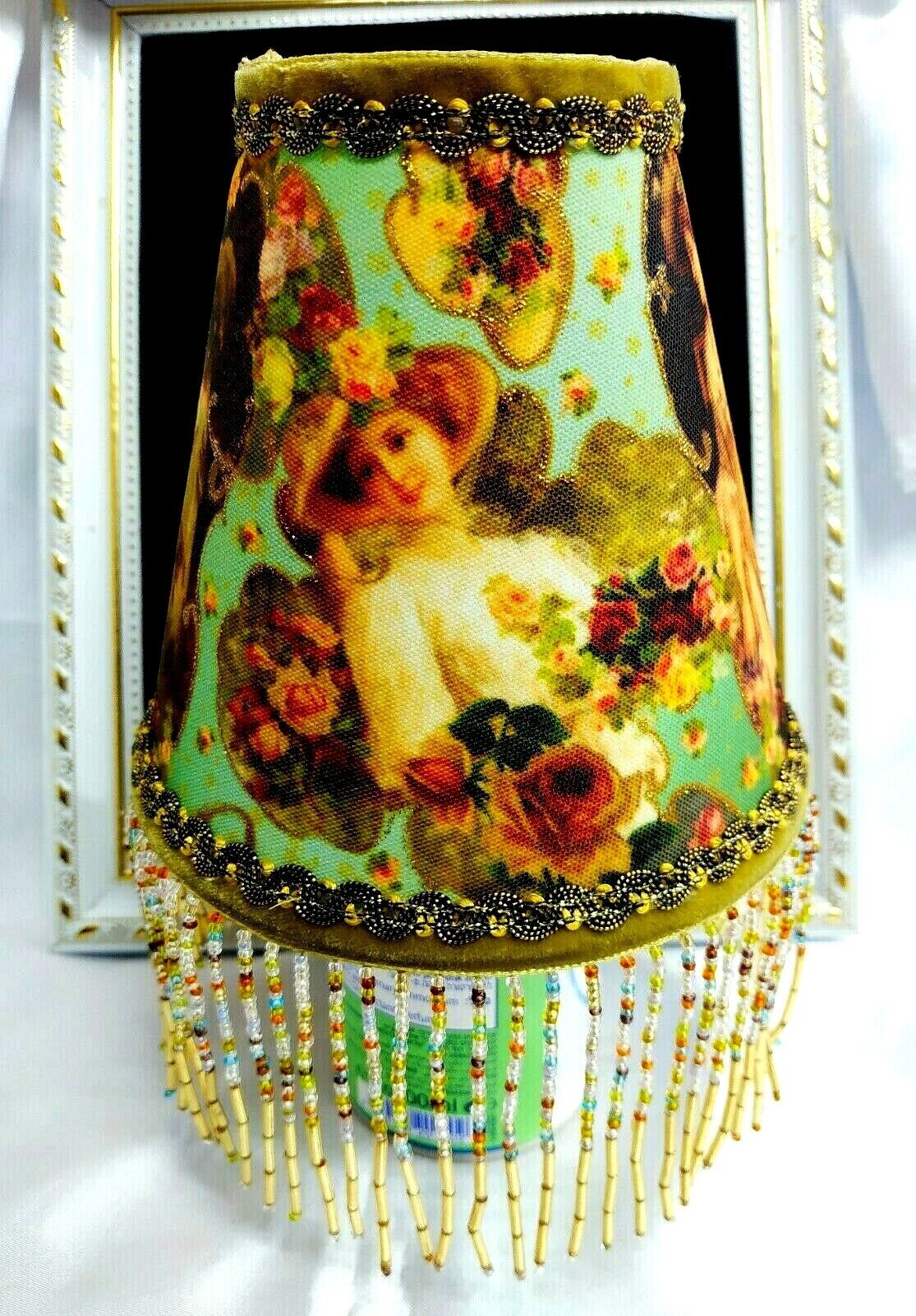 Michal Negrin Romantic Designed Lamp Shade With Bead Fringes Vintage Unique.