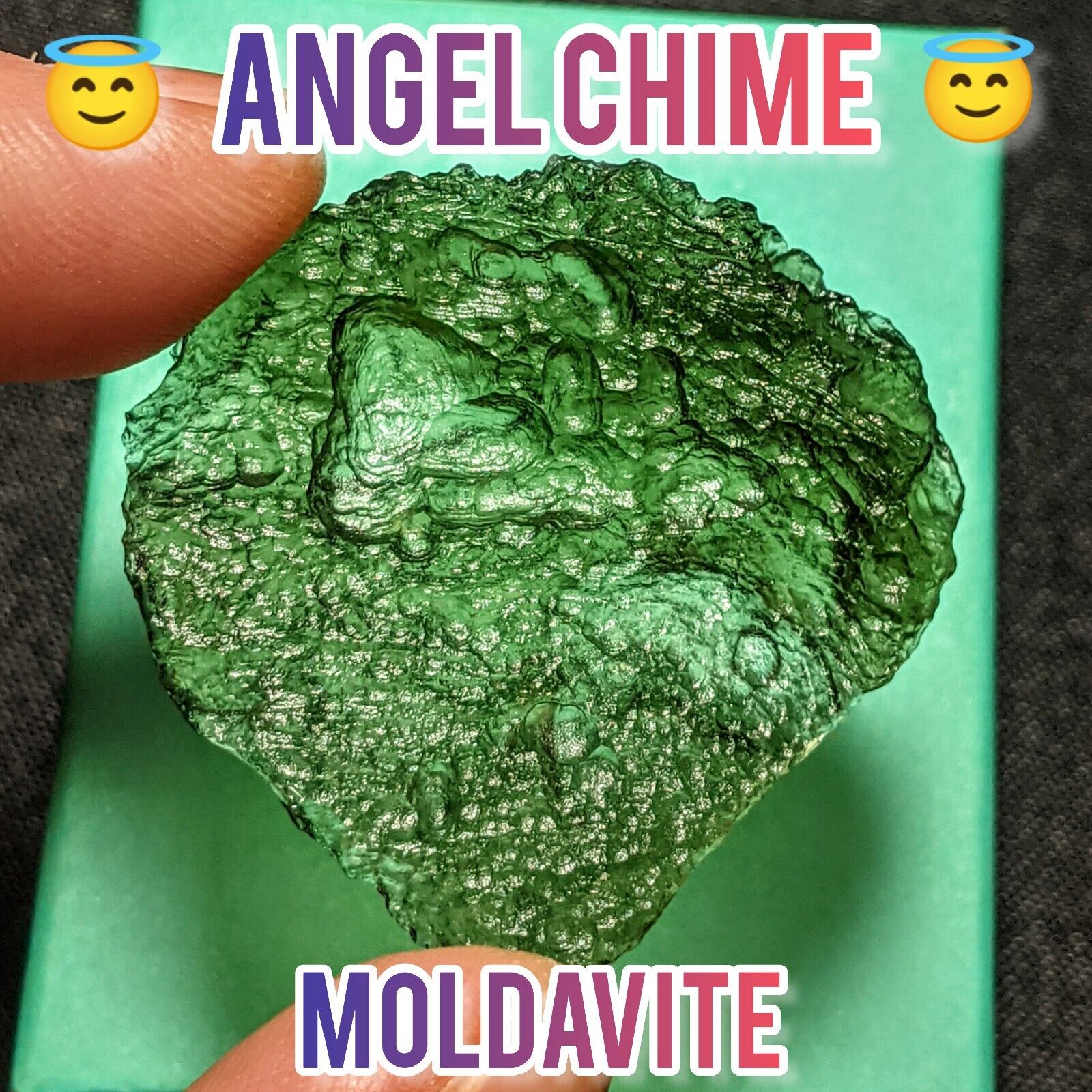 ANGEL CHIME MOLDAVITE Tektite Crystal Certificate Authenticity VOLUME ON VIDEO