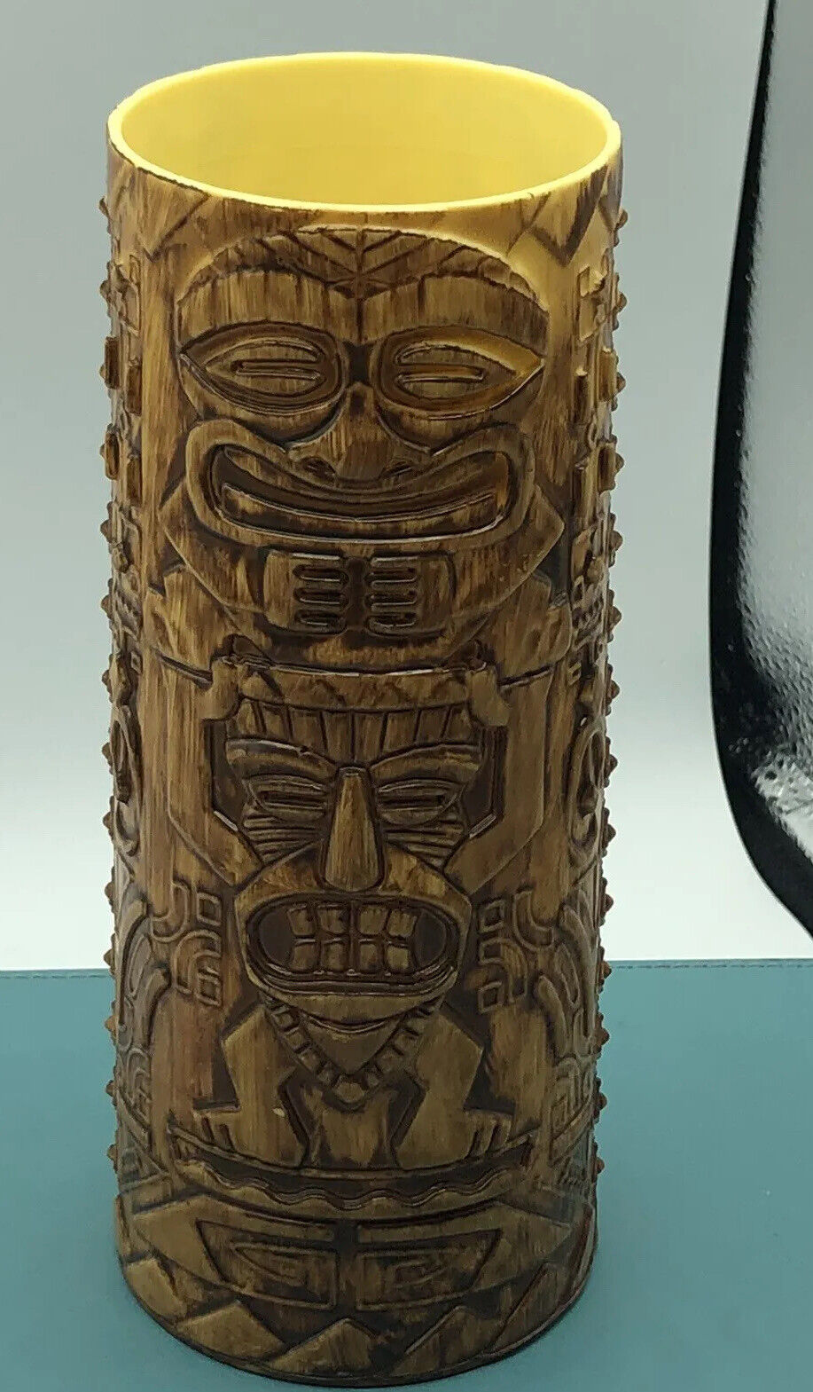 Whirley Drink Works Tiki Glass Tumbler Faux Wood