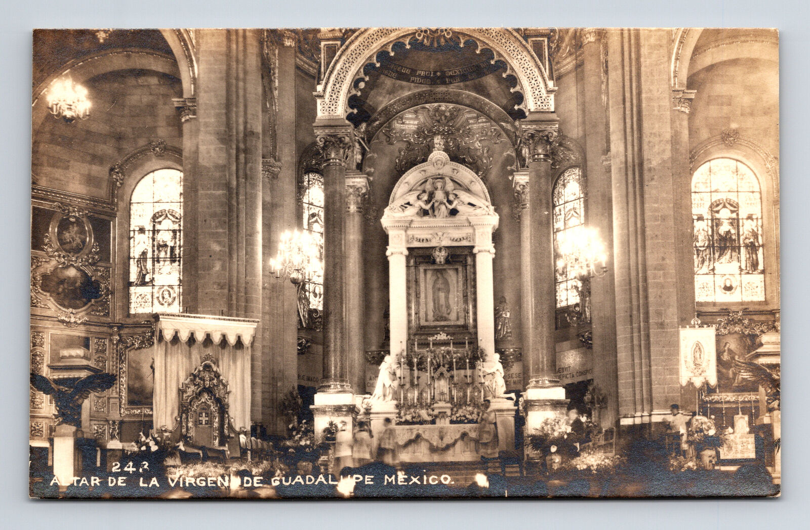 RPPC Altar de la Virgen de Guadalupe Basillica of Our Lady Mexico Postcard
