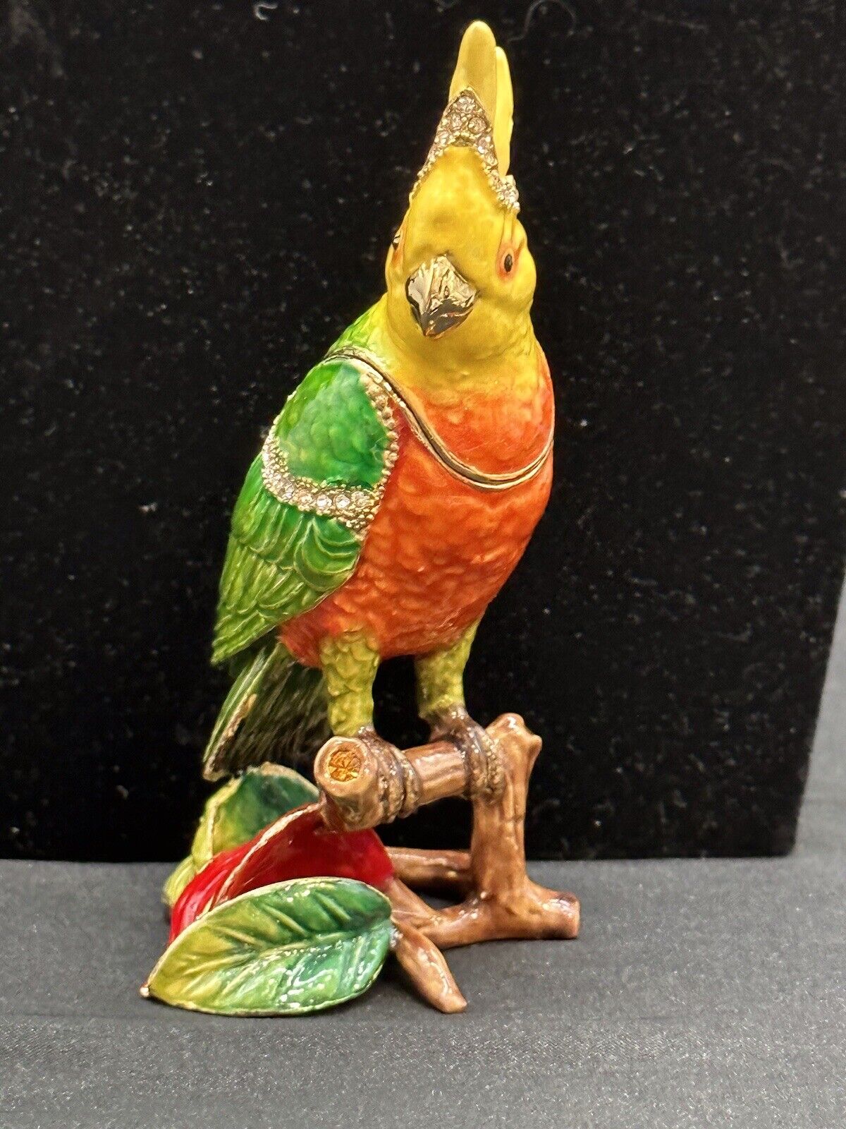 Cockatiel Parrot Bird Trinket Box Colorful Rhinestones Rare Unique 
