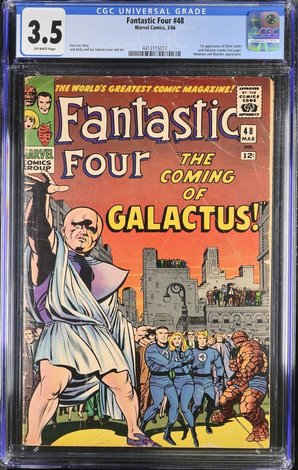 Fantastic Four #48 CGC VG- 3.5 Off White 1st Full Galactus Silver Surfer