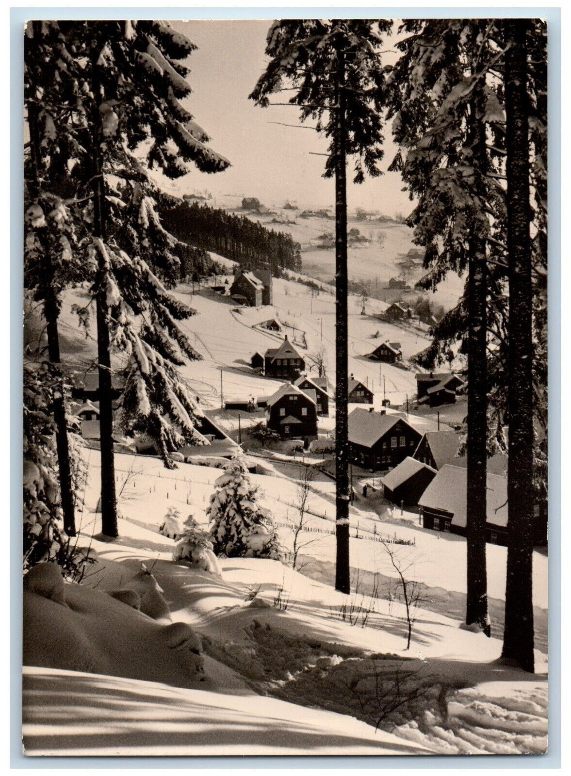 Kligenthal Saxony Germany Postcard Winter Steindobra District c1920\'s RPPC Photo