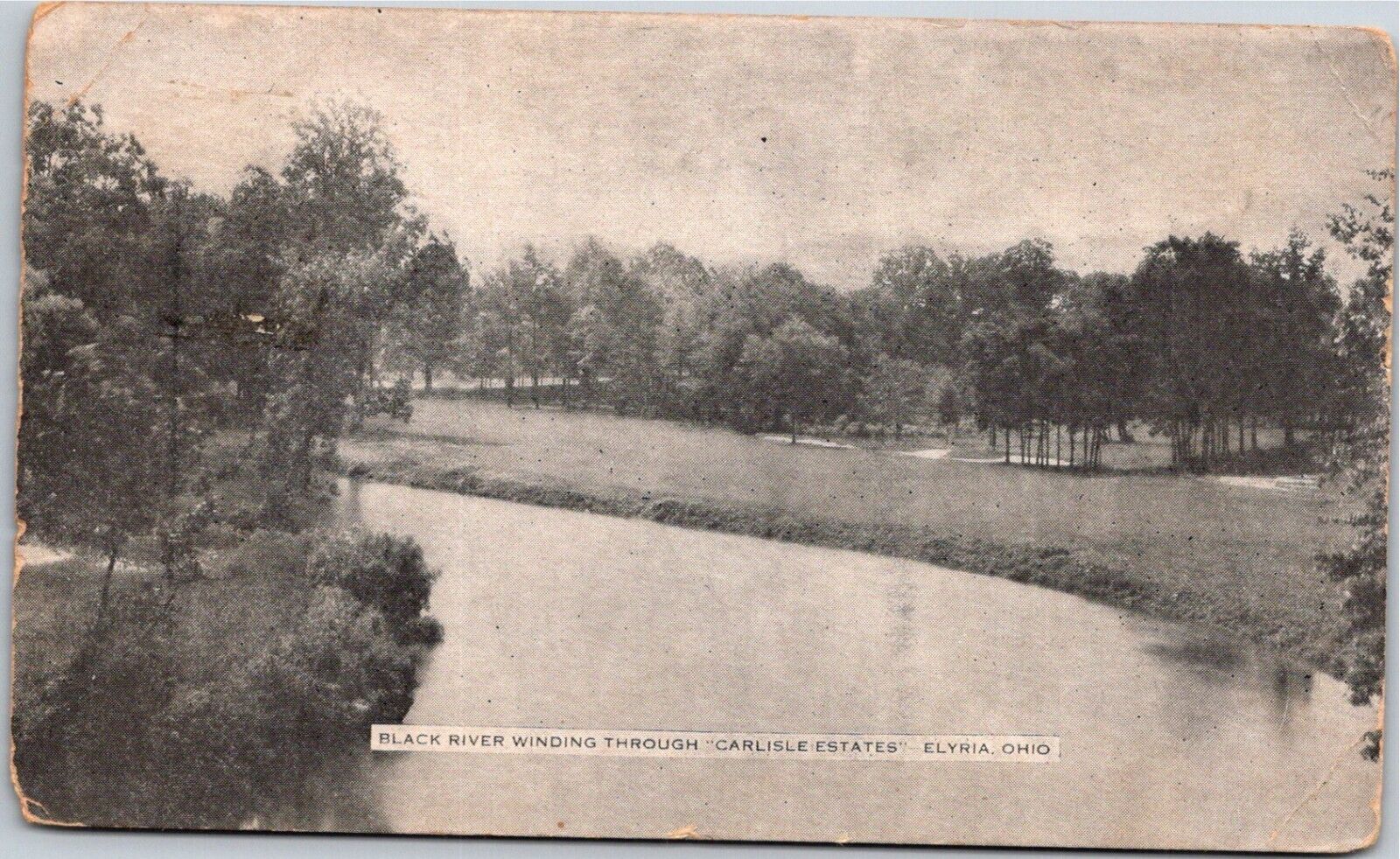 Elyria OH Ohio Black River at CARLISLE ESTATES Old 1928 Vintage Postcard