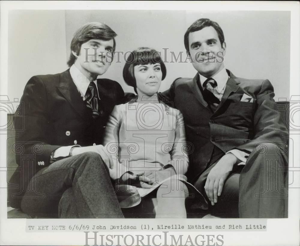 1969 Press Photo Actor John Davidson, Singer Mireille Mathieu, Comic Rich Little