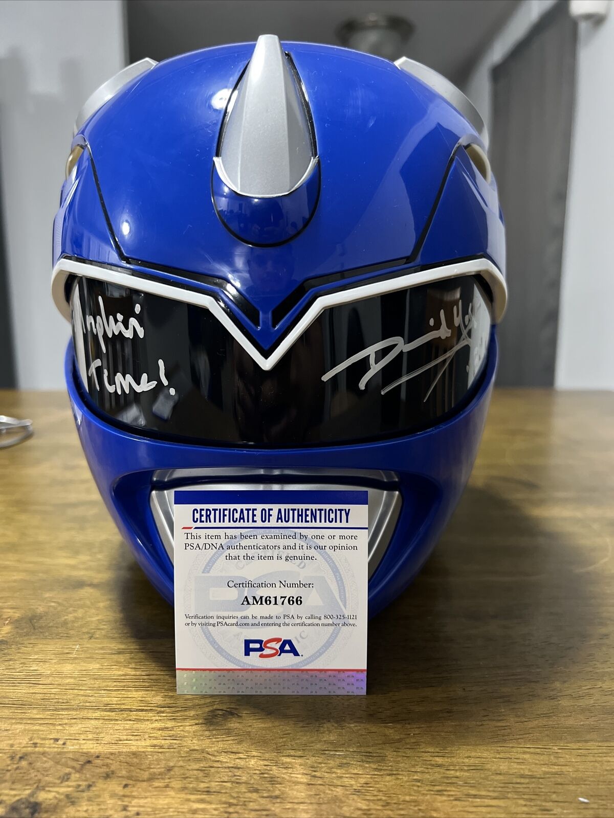 Blue Power Ranger Helmet  Signed By David Yost COA  #2