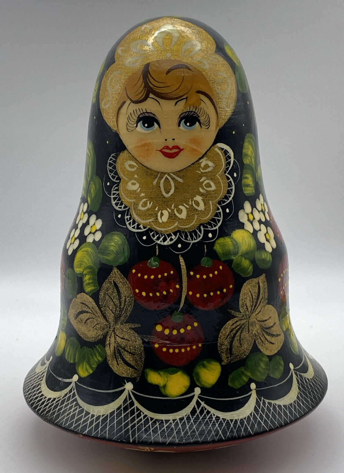 Russian Matryoshka Hand Painted Chime Wobble Bell Doll Roly Poly 5.5”