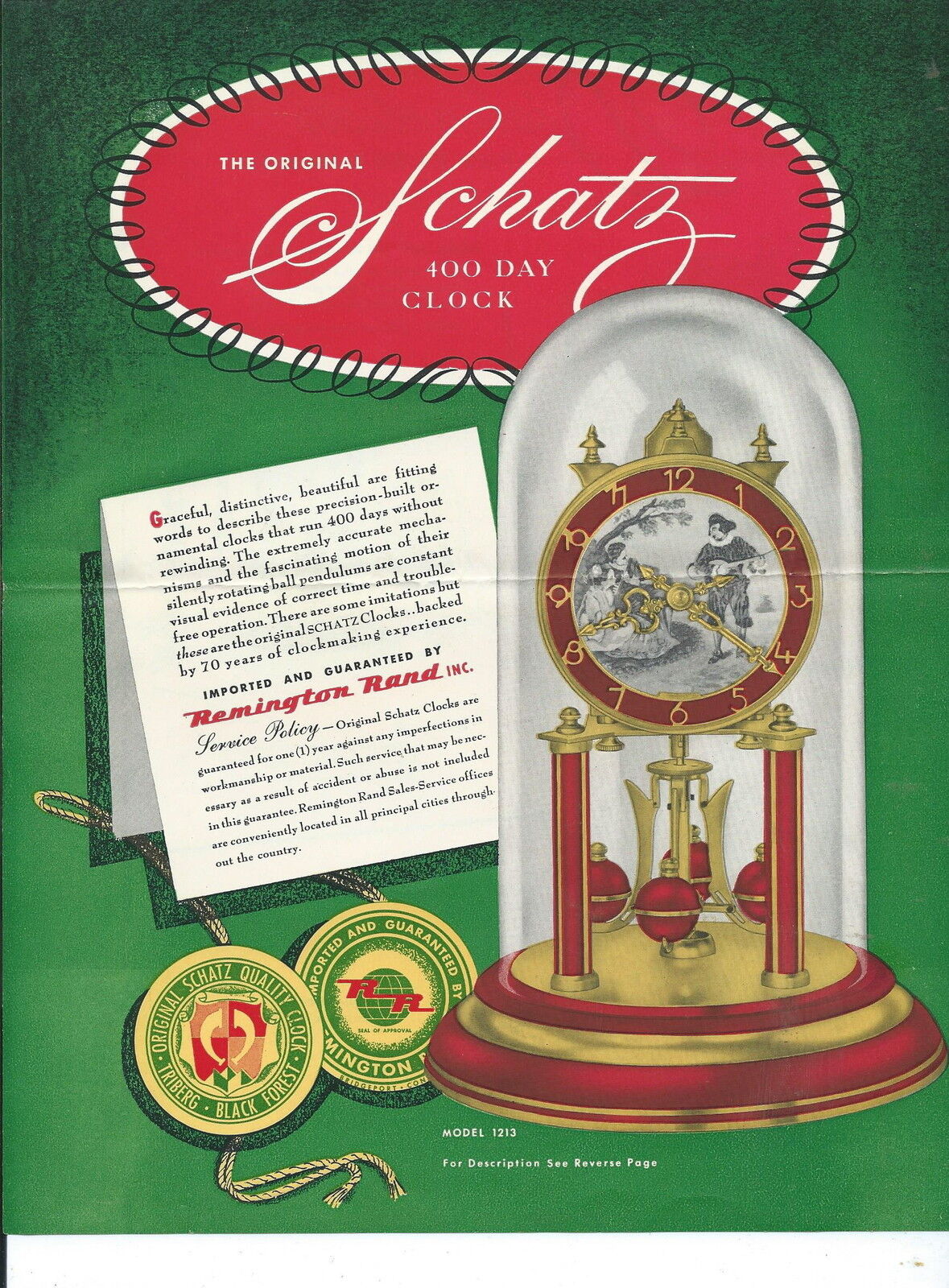 NA-056 - Schatz Anniversary Clock Advertisement Remington Rand 1950\'s