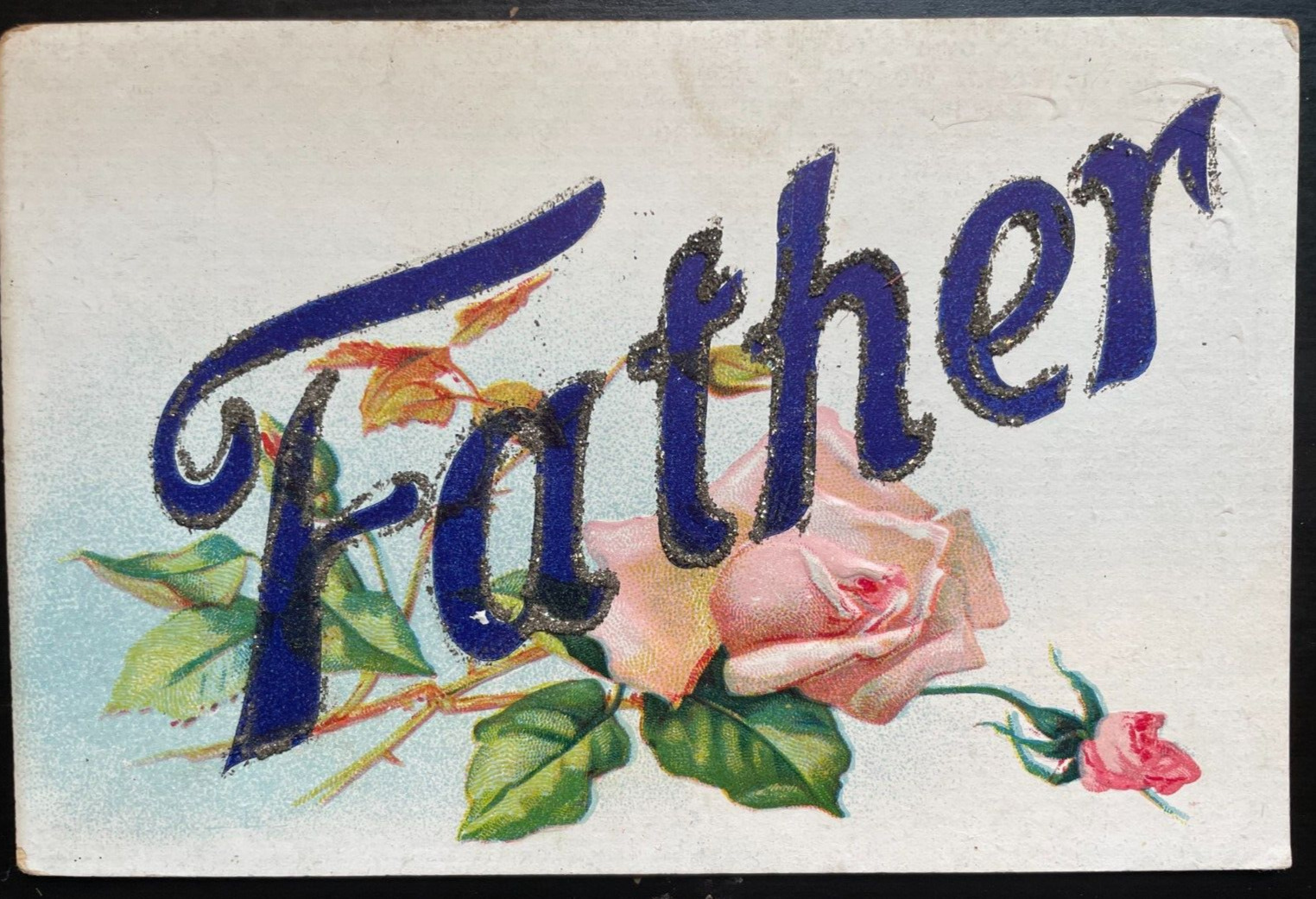 Vintage Victorian Postcard - Father in purple lettering