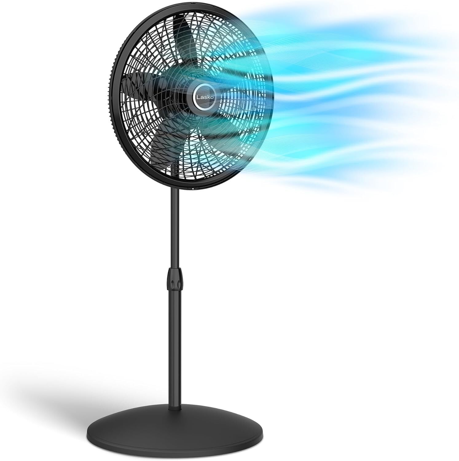 Oscillating Pedestal Fan, Adjustable Height, 3 Speeds, for Bedroom, Living Room