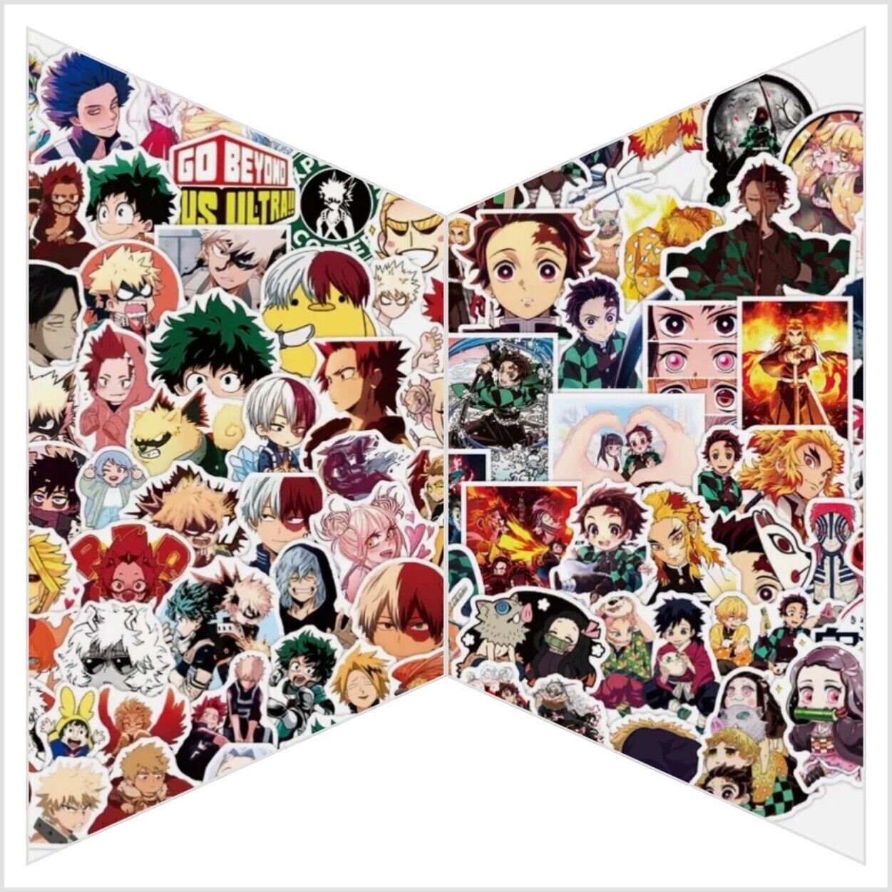 100pcs My Hero Academia 50pcs Demon Slayer Anime Stickers Bundle