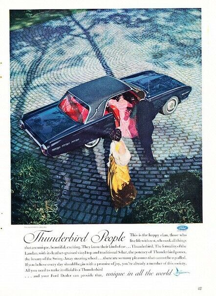 1962 Ford Thunderbird Original Advertisement Print Art Car Ad J273
