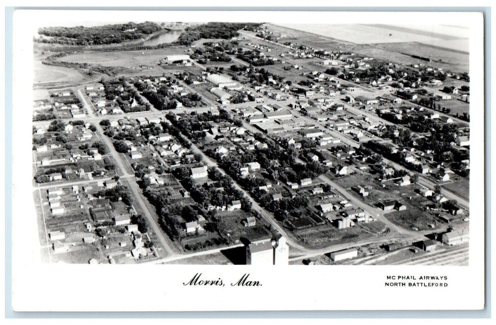 c1950\'s Aerial View Morris Manitoba Canada RPPC Photo Vintage Postcard
