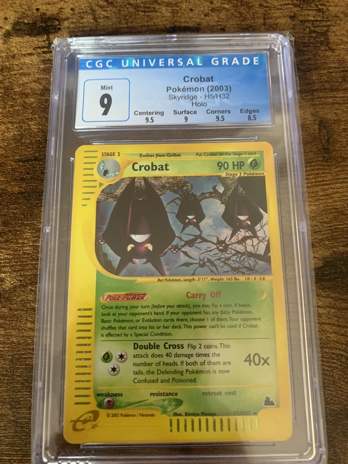 2003 Pokémon CGC 9 Mint Crobat Holo H5/H32 Skyridge Rare E-Series WOTC *
