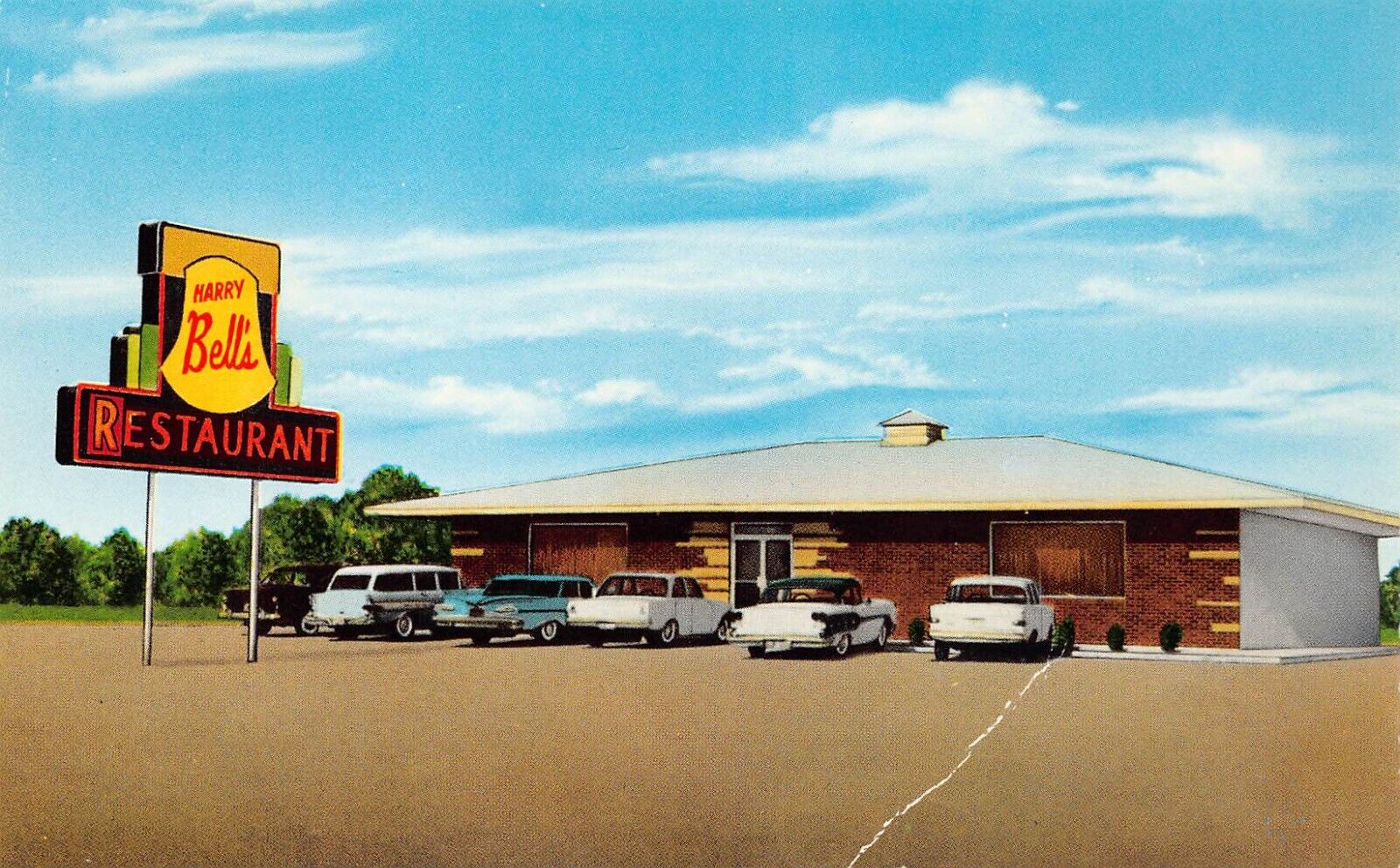 Decatur AL Alabama Harry Bell's Restaurant Hwy 31 Vtg Postcard C57