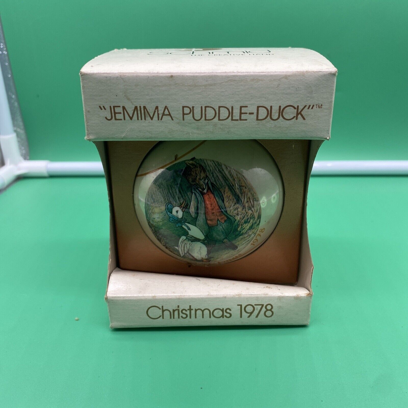 Schmid Vintage “Jemima Puddle Duck 1978” Glass Ornament NIB
