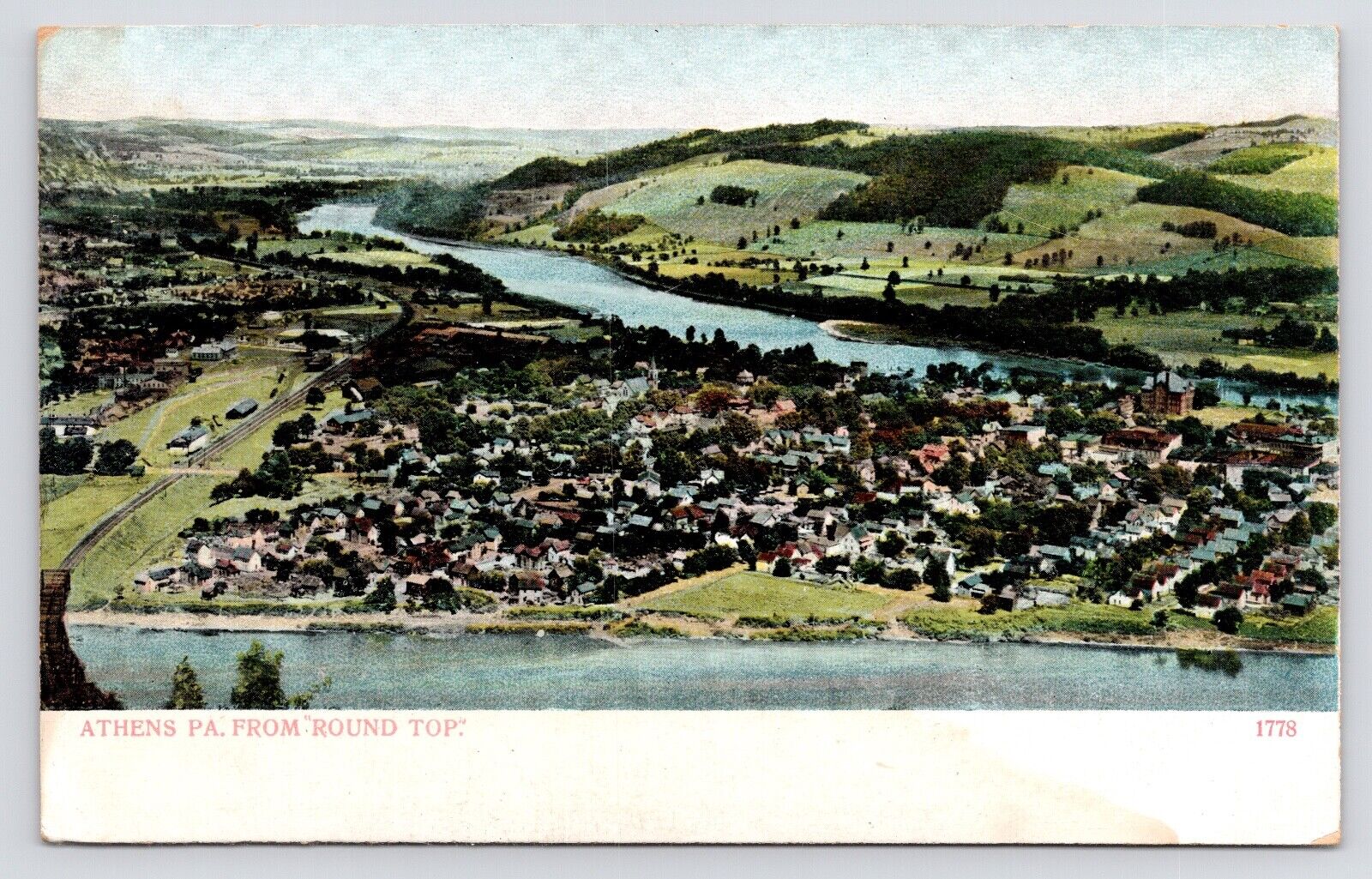 c1905~Athens from Round Top Park~Chemung River Valley~Pennsylvania PA~Postcard