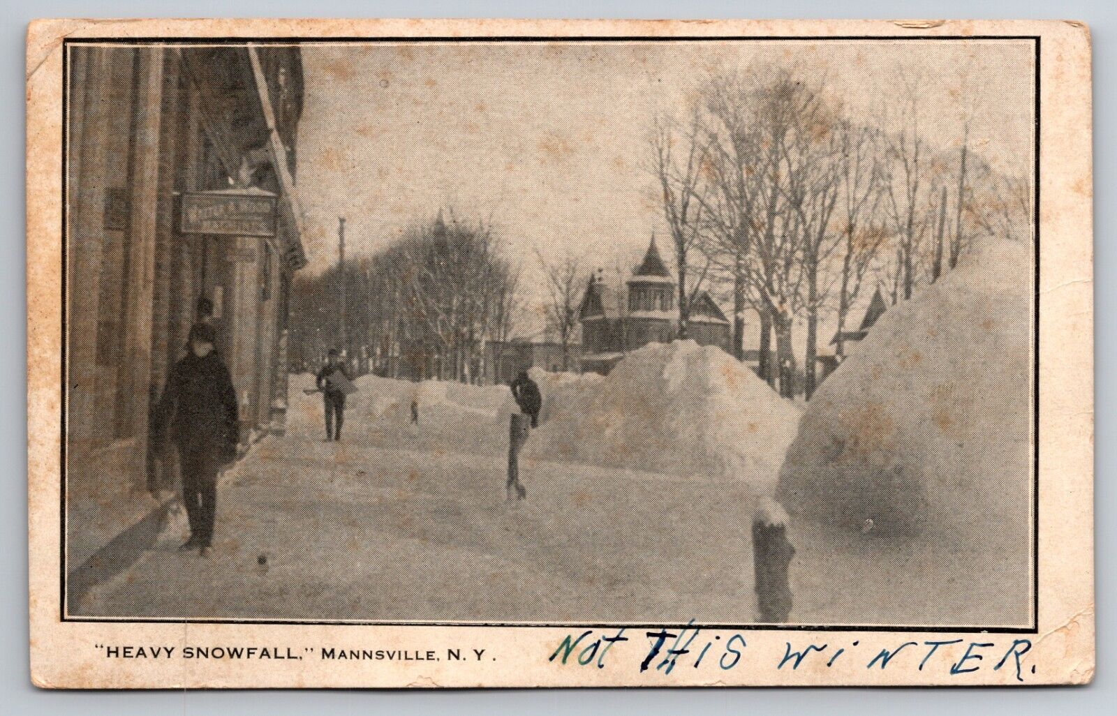 Heavy Snowfall Mannsville New York NY Blizzard c1910 Postcard