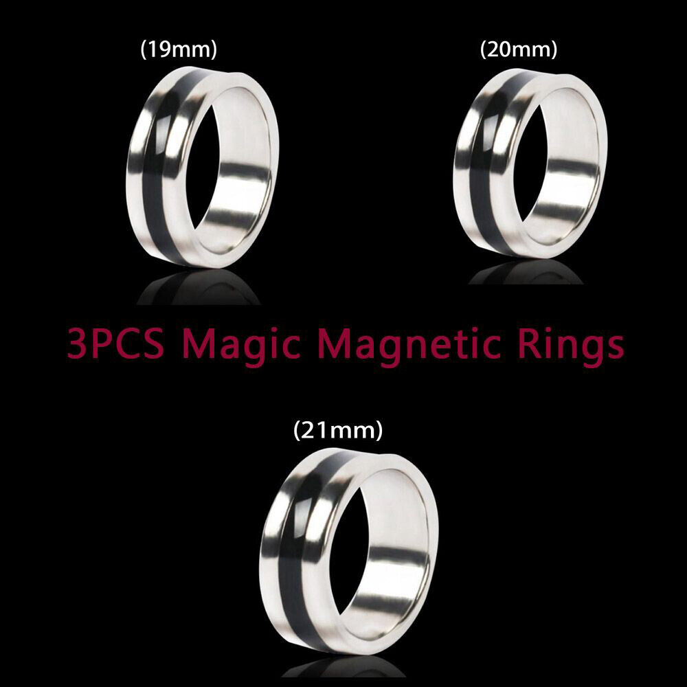 Set of 3PCS Magical PK Magic Tricks Props Strong Magnetic Rings -19mm/20mm/21mm