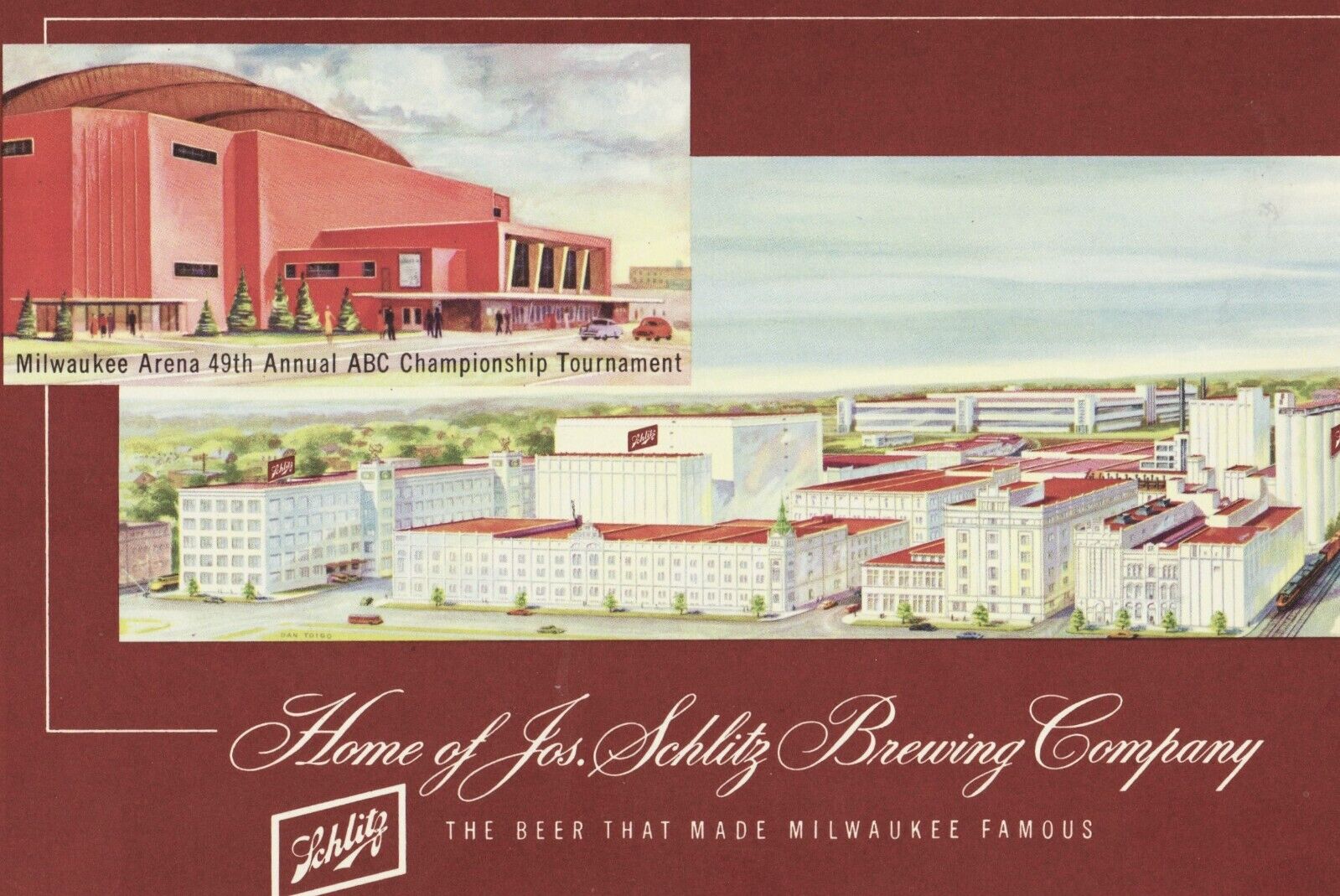 RARE  1952 Schlitz and Blatz Milwaukee Breweries, (ABC) Jumbo Postcards.  MINT