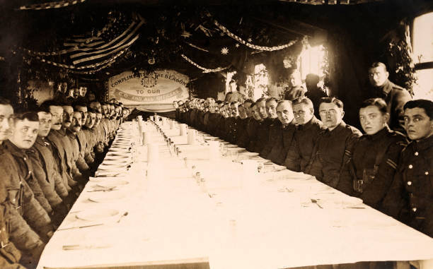 Christmas dinner for the Royal Flying Corps, Netheravon Wiltshire 1914 6x4 PHOTO