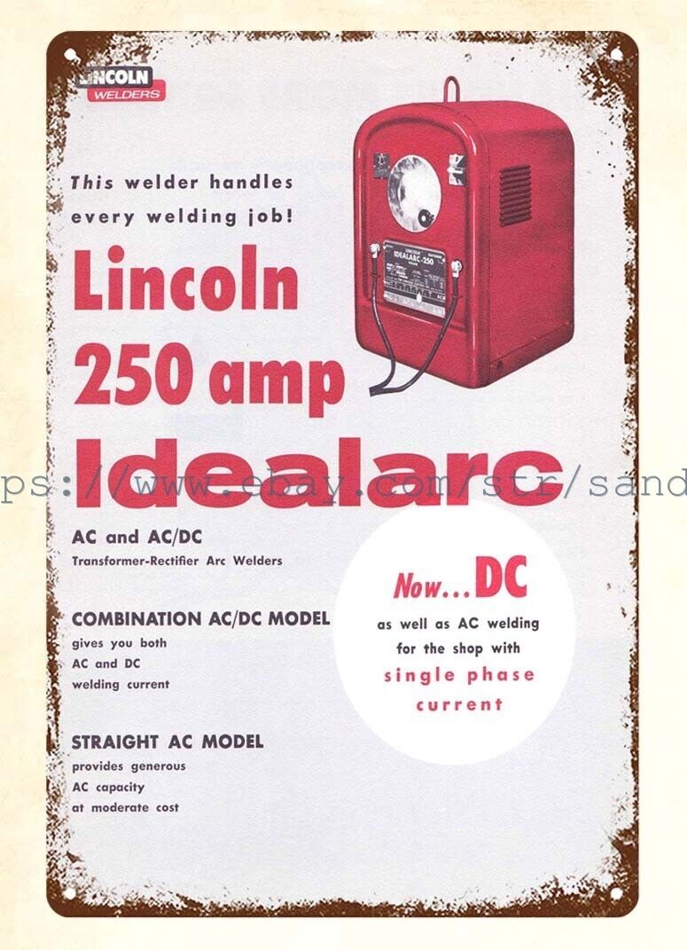 repro collectible 1963 Lincoln 250 Amp Idealarc hardware garage metal tin sign