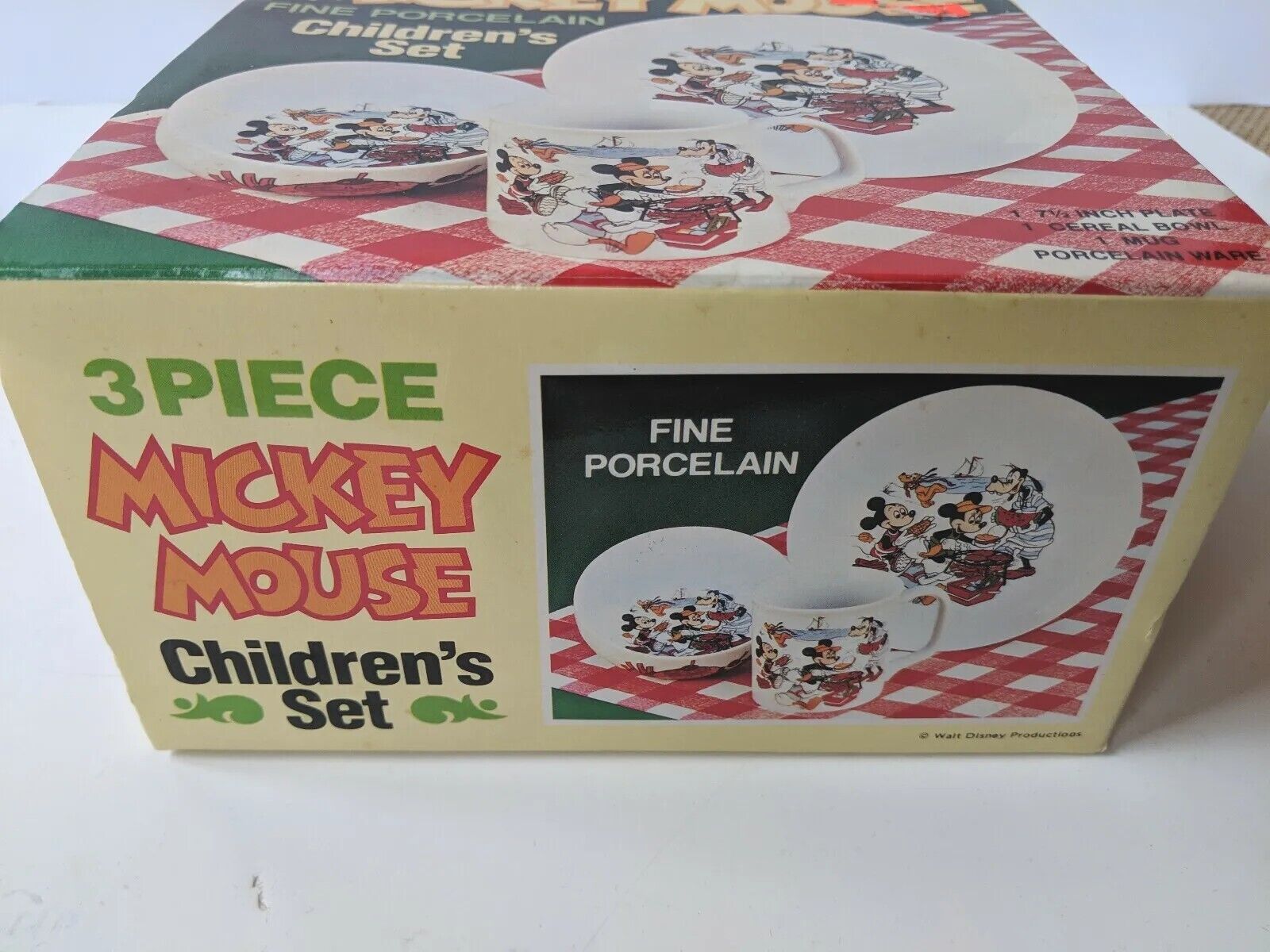 Vintage Disney Mickey Minnie Dish Set Fine Porcelain Japan Plate Bowl Mug Picnic