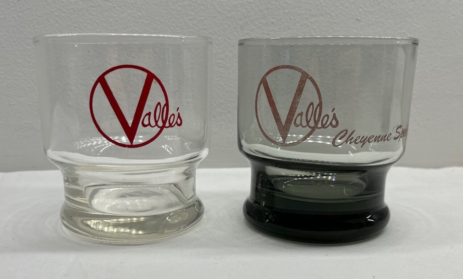 Vint Pair of Valle\'s Steak House Restaurant Drinking Glasses \